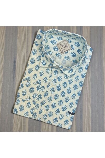 GÖMLEK GALERİSİ Slim Fit Digital Print Patterned Long Sleeve Men's Sports Shirt