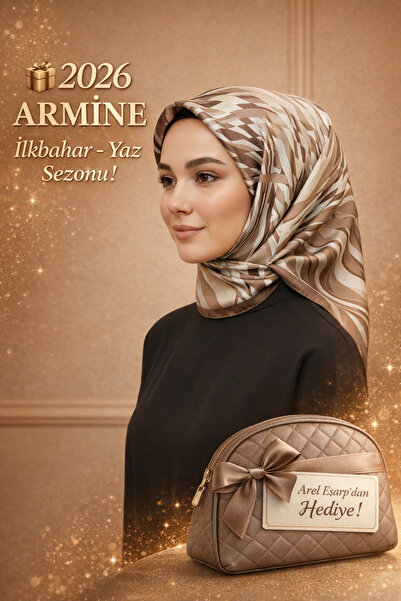 Armine 100% Sura Brown - Mink Pure Silk Scarf 90X90 New Season 2026 Spring Su...