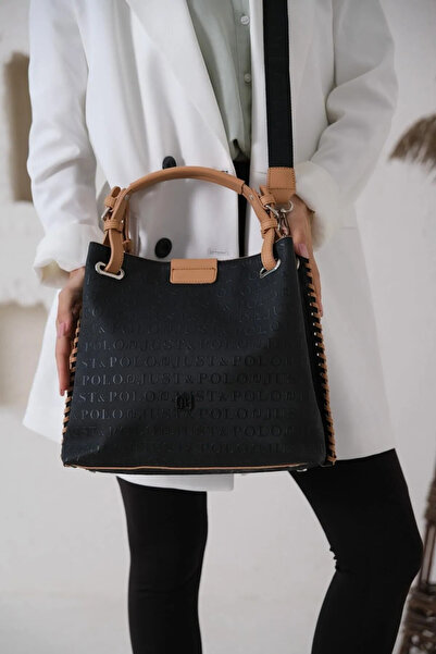 Just Polo حقيبة يد وكتف نسائية منقوشة ومزخرفة بمشبك مغناطيسي MH4031MH