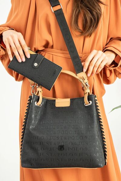 Just Polo Women's Embossed Patterned Magnetic Snap Closure Hand and Shoulder ...