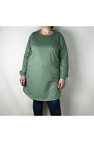 YAŞAR TRİKO Women's Mint Green Long Sleeve Ankle Elasticated Crew Neck Tunic ...