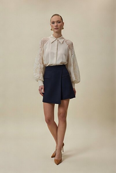 Sateen Talia Short Skirt - Navy Blue