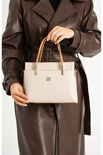 Just Polo Women's White Embossed Embossed Patterned Magnetic Snap Closure Han...