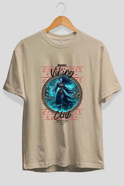 Ankhises Puna prednja strana Štampano Bež Oversize kroj T-shirt Muškarci Žene...