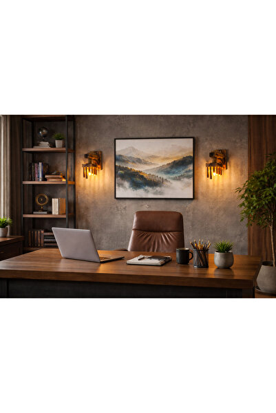 Auro home El Yapımı Rustik Ahşap Duvar Apliği | Ofis, Salon ve Kafe İçin Deko...