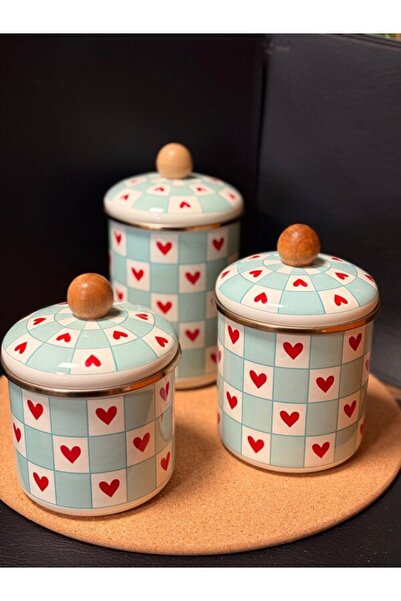 ALEV EMAYE Heart-Shaped Blue Enamel Spice Rack Set