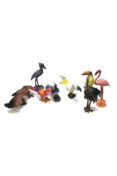 MASHASHOP Set of 8 Figurines, Birds of the World, multicolor, 13 cm