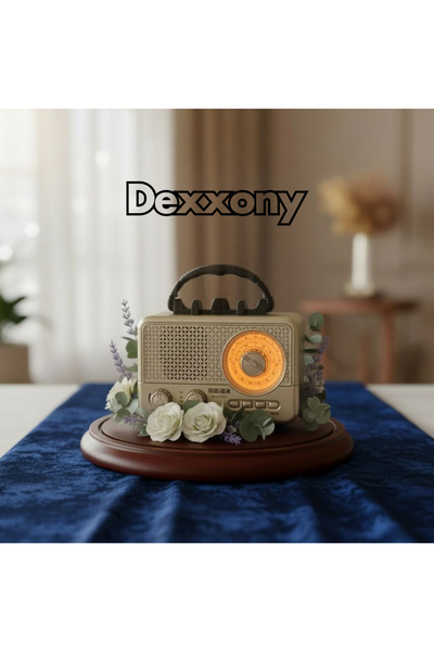Dexxony Nostaljik Şarjlı Radyo - Telefon Standlı Bluetooth Hoparlör - Hem Pil...