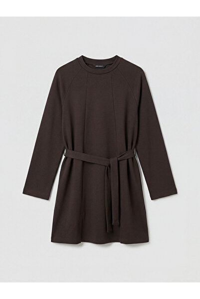 LC Waikiki Meral Collection Brown Crew Neck Soft Touch Women's Sweatshirt Tunic