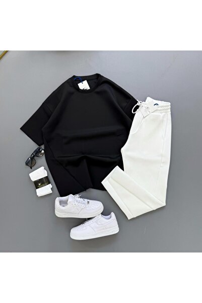 Baycombine35 Scuba/Diver Fabric Asymmetrical Cut Tshirt-Sweatpants 2-Piece Set