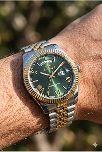 Slazenger ساعة يد رجالية بتصميم داي ديت مقاس 41 ملم |   سلك من الفولاذ المقاو...