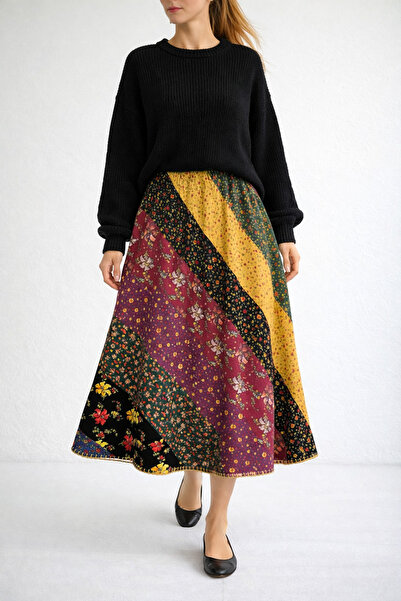 Tosbikotantik Kişiye Özel Tasarım Patchwork Maksi Pazen Etek