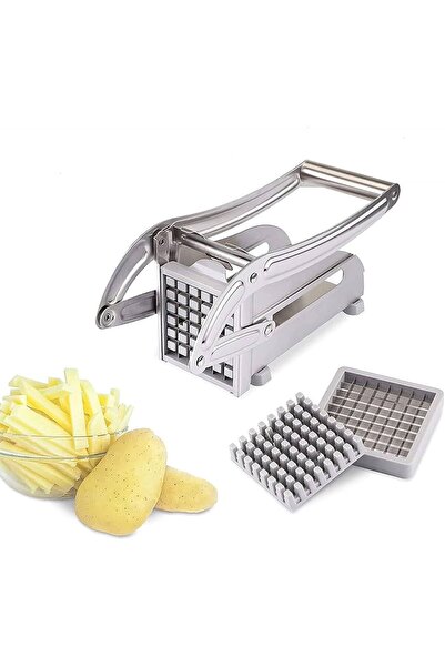 Denx قطاعة بطاطس يدوية ستانلس ستيل – ماكينة تقطيع أصابع البطاطس مع شفرات قابل...