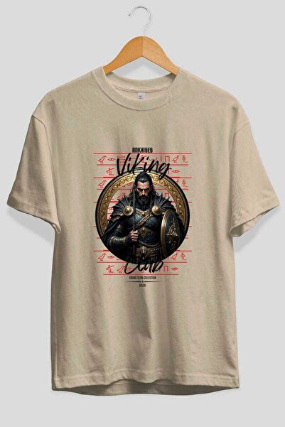 Ankhises Viking Mythology 6 μπλουζάκια με στάμπα μπεζ υπερμεγέθη ανδρικά γυνα...