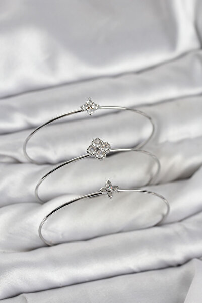 Leyaton Lwlhmrs-Ieg Ieg ™   Zircon Stone Silver Color Clover Design 3-Piece W...