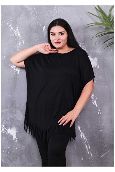 LAVRE Tasseled Detail Women's Blouse Viscose Fabric Oversize Tunic