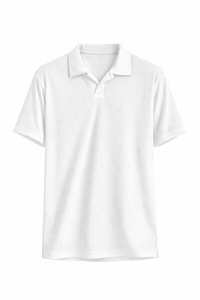 LG LAGULER Ottoman Fabric Men's Polo Collar Plain Striped Short Sleeve T-Shirt