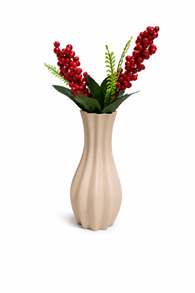 formix3d Modern Dalgalı Bej Vazo – Dekoratif Şık Tasarım Çiçeklik