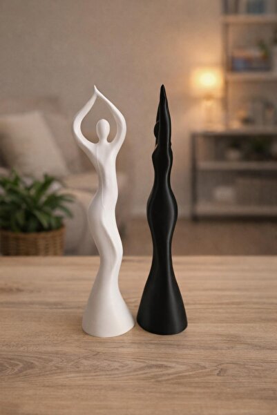 ESEN 3D GARAGE Minimalist Tanrıça Figürü – Siyah & Beyaz Dekoratif Biblo (3D ...
