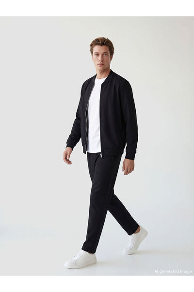 LC Waikiki Ανδρικό φούτερ με φερμουάρ MG TRENDEN σε μαύρο στάνταρ μέγεθος