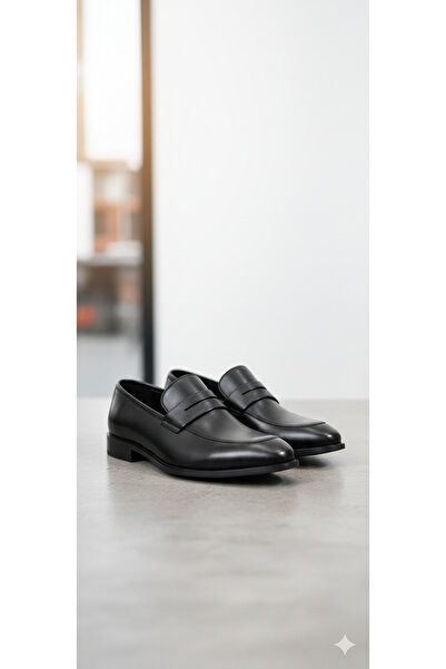 halismenspor Men's Matte Black Classic Shoes Casual Wedding Engagement Shoes