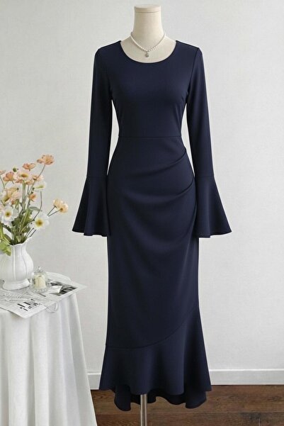 Dressco Betty - Uzun Kollu Balık Form Maxi Elbise