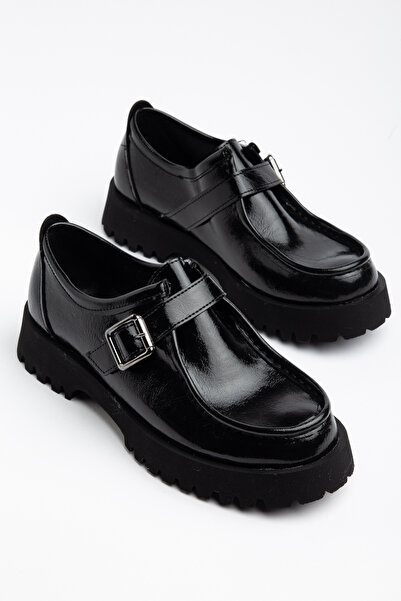 TOGET Pantofi leofor pentru femei, cu talpă groasă, cu cataramă, de culoare n...