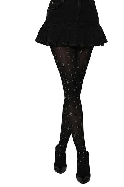 harmony factory Chiloți transparenți cu model de stele negre pentru femei, go...