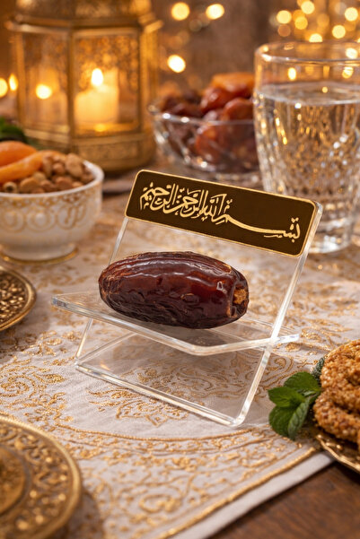 MODAT Altın ve Şeffaf Hurmalık 6 Adet Hurma tabağı Ramazan Ramazan süsü Hurma...