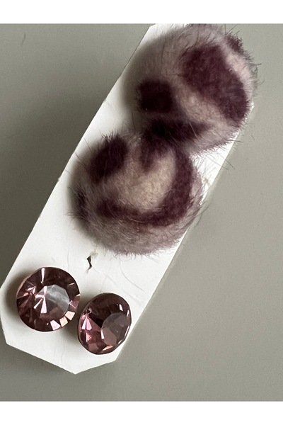 tones official Coffee/Leopard Pattern/Studded/Fur 2 Pair Earrings