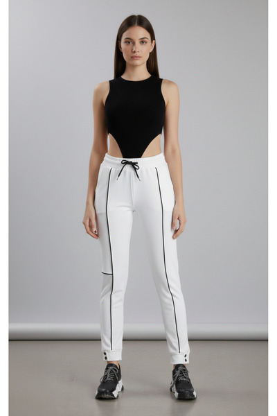 Green Hill Stripe Detailed Snap Detailed Sweatpants