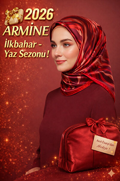 Armine 100% Sura Pure Silk Red - Burgundy Scarf 90X90 New Season 2026 Spring ...