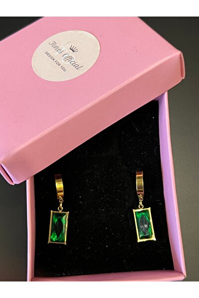 tones official Steel Green Zircon Stone Earrings