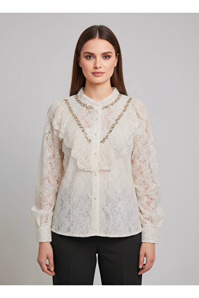 Rabiossa Kadın Dantelli İthal Gömlek