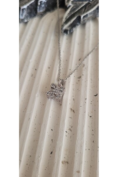 YİĞİTKARANAKSESUAR 316L Stainless Steel Silver Zircon Stone Women's Necklace