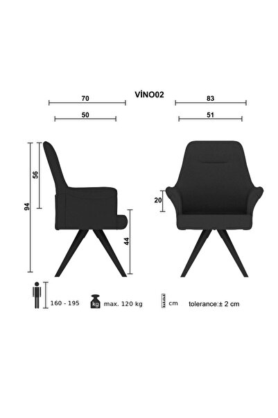 KRONSIT Scaun sala sedinte PREMIUM, VINO, design executive, picioare lemn, confort sporit, gri inchis