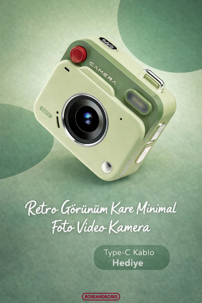 RoseandRoses Retro Görünüm Kare Minimal Foto Video Kamera