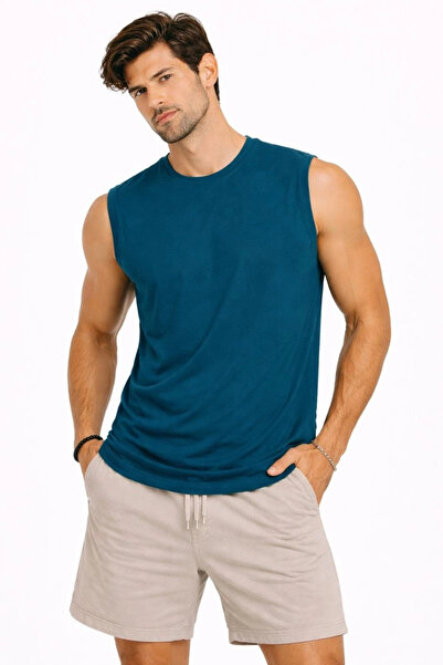 Alfanora Men's Zero Sleeveless Undershirt, Crew Neck, Oversize Basic Sports T...