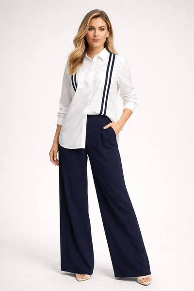 auzou eveil Kadın çizgi detaylı gömlek new model