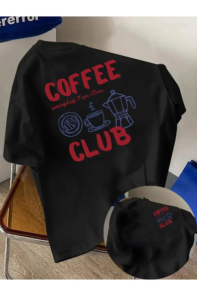 Rayan & Hoor Style Тениска с печат „COFFEE“, от памук, с голям размер и велос...