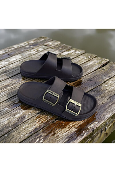 Lovita Men's Double Buckle Lightweight Soft Sole Beach Pool Casual Slippers