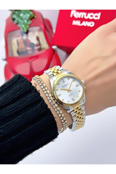Ferrucci Steel Strap 2 Year Warranty 3 Atm Waterproof Women's Wristwatch + Br...