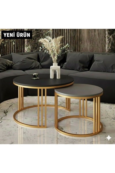 EDMONDA EV AKSESUAR BELLA İKİLİ GOLD ORTA SEHPA METAL ORTA SEHPA