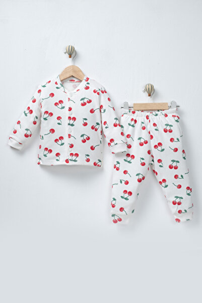 TİNY GOLDEN Baby Girl & Child 2-Piece 100% Organic Cherry Pajama Set with But...