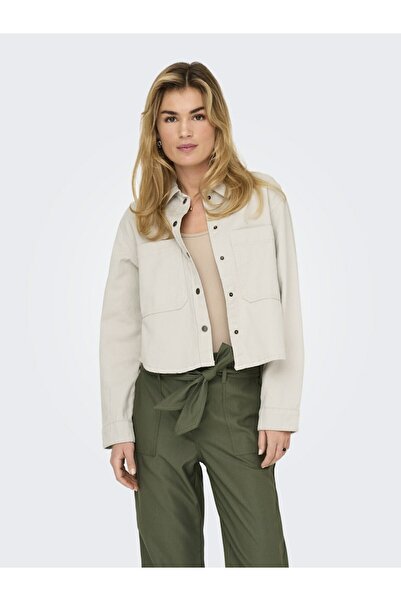 ONLY Women's Beige Onldrew B Shacket Otw Jacket 15308207-Pumicesto