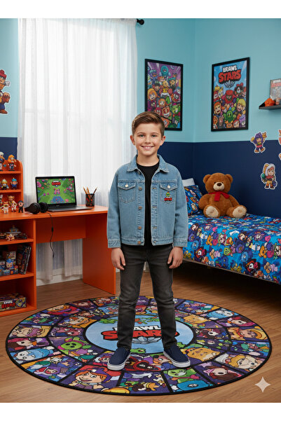 ALYAKİDS Boy's Brawl Stars Character Printed Denim Jacket - Denim Jacket