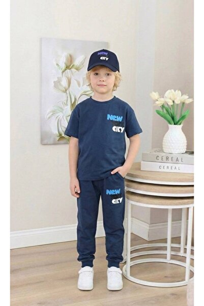 Milanlı Kids Boy's Summer Top and Bottom Set with Hat as a Gift