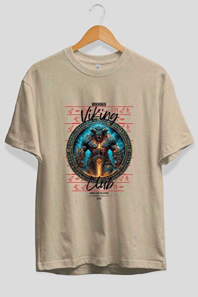 Ankhises Surtr front Štampano bež Oversize kroj T-shirt muškarci žene Pamuk o...