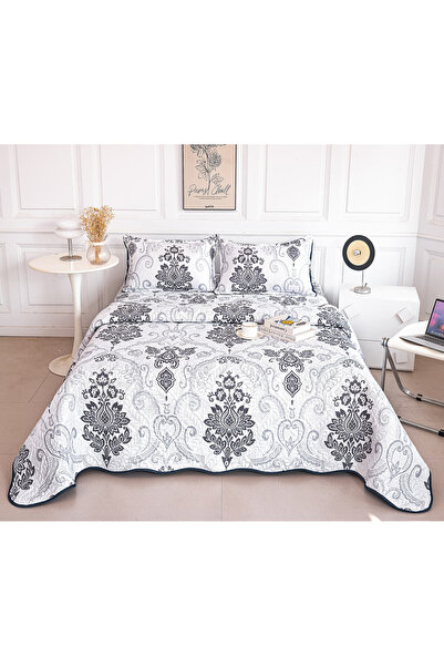 FIONNA.RO Double-Sided Quilted Cotton Blanket - Royal White