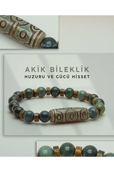 DOĞALTAŞ- TİBET AKİK EŞŞİZ TASARIM (TİBET AKİK, YOSUNLU AKİK, KAPLANGÖZÜ ) 8mm